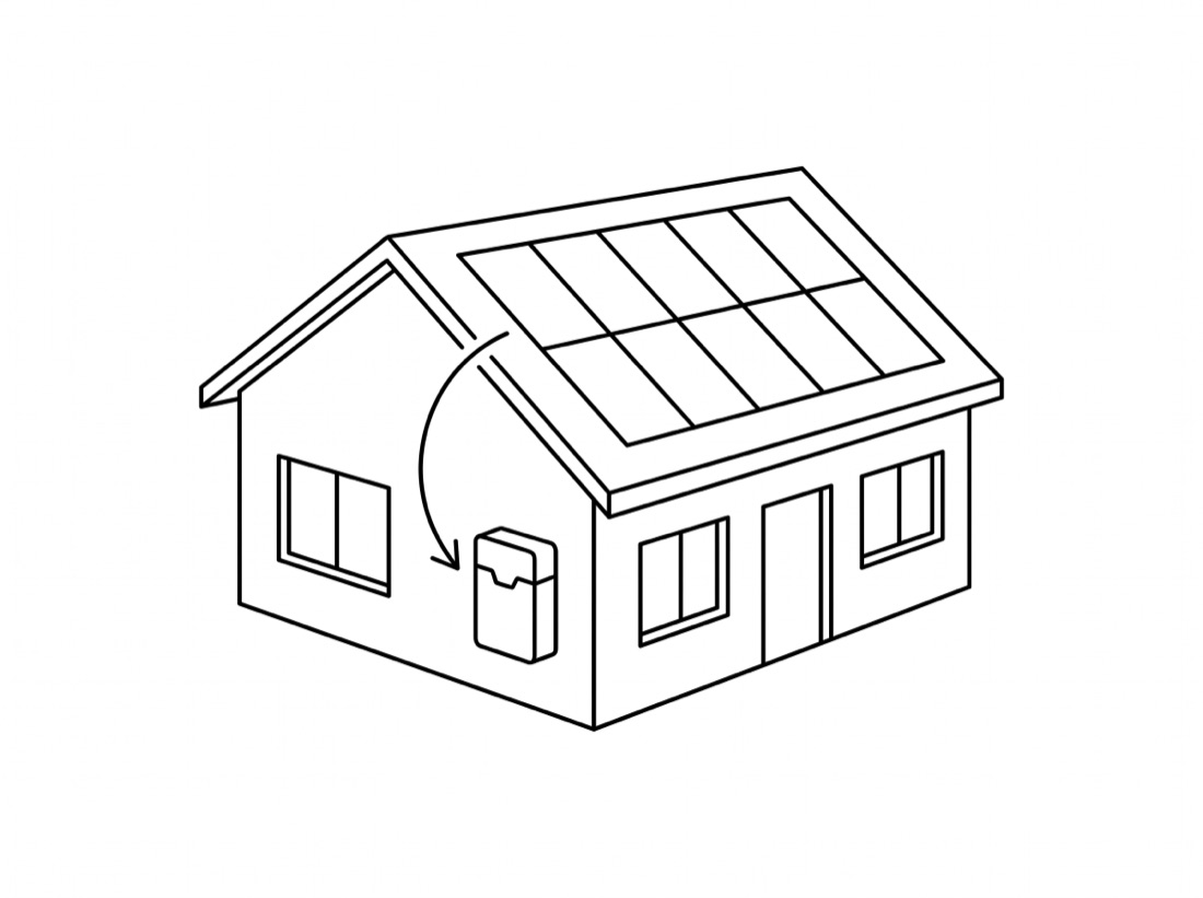 Stockage par batterie — illustration au trait